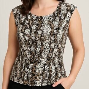 STYLE & CO Brown Neutral Snake Animal Print Tank Sleeveless Ruched Top XL